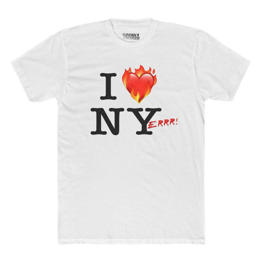 White t-shirt with 'I ❤️ NYERRR!' design on a white background